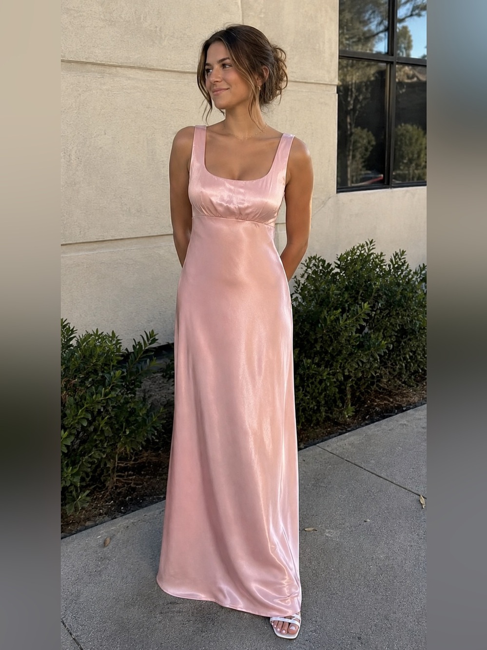 Vintage 90s Prom Dress Satin Lace Up Pink Embellished Gown Fairycore Ethereal